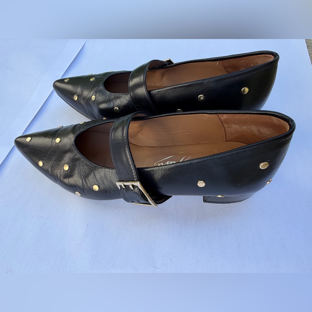 Bravo Java Black Leather Studded Mary Jane Heels – Size 41 – Pointed Toe – EUC - Picture 11 of 13